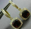 ESTATE LARGE 6.18CT DIAMOND & AAA GARNET 14KT YELLOW GOLD HALO HANGING EARRINGS
