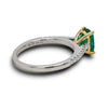 1.39CT DIAMOND & AAA EMERALD 18KT 2 TONE GOLD 3D CUSHION & ROUND ENGAGEMENT RING