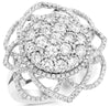 ESTATE LARGE 2.77CT DIAMOND 14KT WHITE GOLD 3D ROUND MULTI STAR FLOWER FUN RING