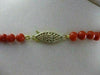 ESTATE AAA RED CORAL & GOLD BEADS 14KT Y GOLD NECKLACE & FILIGREE LOCK 5MM 22069