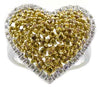 1.39CT WHITE & FANCY YELLOW DIAMOND 18KT 2 TONE GOLD CLUSTER HEART SHAPE RING