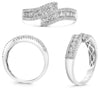 WIDE 1.07CT DIAMOND 14KT WHITE GOLD 3D MULTI ROW CLASSIC CRISS CROSS LOVE RING