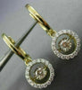 ESTATE .53CT DIAMOND 14K YELLOW GOLD 3D SOLITAIRE HALO FLOATING HANGING EARRINGS