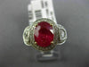 ESTATE LARGE EGL 3.76CT DIAMOND & RUBY 18K TWO TONE GOLD 3 STONE ENGAGEMENT RING