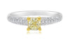 1.48CT WHITE & FANCY YELLOW DIAMOND 14K 2 TONE GOLD CUSHION & ROUND CLASSIC RING