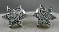 ANTIQUE .50CTW DIAMOND STAR CLUSTER 14K WHITE GOLD POST EARRINGS FG VVS/VS #5272