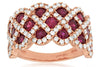 WIDE 3.13CT DIAMOND & AAA RUBY 14KT ROSE GOLD 3D INTERTWINING INFINITY FUN RING