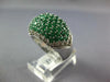 LARGE 3.65CT DIAMOND & AAA EMERALD 14KT WHITE GOLD DOME SHAPE ANNIVERSARY RING