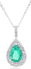 6.51CT DIAMOND & AAA EMERALD 18KT WHITE GOLD 3D PEAR SHAPE & ROUND LOVE NECKLACE