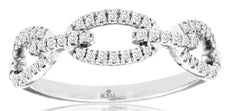 .24CT DIAMOND 14KT WHITE GOLD ROUND CLASSIC OPEN OVAL LOVE KNOT FRIENDSHIP RING