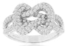 ESTATE LARGE 1.0CT DIAMOND 14KT WHITE GOLD 3D DOUBLE LOVE KNOT FUN RING