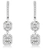1.10CT DIAMOND 14KT WHITE GOLD ROUND & BAGUETTE DOUBLE SQUARE HANGING EARRINGS