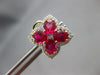 LARGE 3.98CT DIAMOND & AAA RUBY 14KT ROSE GOLD 3D OVAL MULTI LEAF STUD EARRINGS