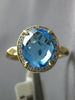 2.57CT DIAMOND & AAA BLUE TOPAZ 14KT YELLOW GOLD 3D OVAL HALO CLASSIC FUN RING