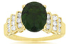 2.42CT DIAMOND & AAA RUSSALITE 14KT YELLOW GOLD 3D OVAL & ROUND ENGAGEMENT RING