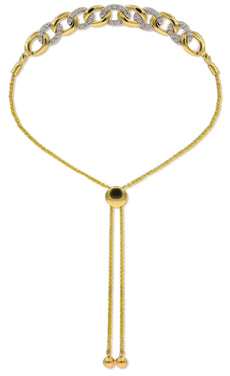 .38CT DIAMOND 14K YELLOW GOLD 3D CLASSIC CUBAN LINK ADJUSTABLE FUN LOVE BRACELET