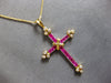LARGE 1.12CT DIAMOND & AAA RUBY 14KT YELLOW GOLD PRINCESS & ROUND PENDANT #28198