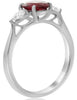 2.38CT DIAMOND & AAA RUBY PLATINUM 3D OVAL & PEAR SHAPE 3 STONE ENGAGEMENT RING