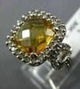 ESTATE 11.0CT DIAMOND & AAA CITRINE 18KT WHITE GOLD SOLITAIRE FILIGREE RING #857