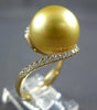 LARGE .32CT DIAMOND & AAA GOLDEN SOUTH SEA PEARL 18KT YELLOW GOLD 3D LOVE RING