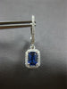 1.32CT DIAMOND & AAA SAPPHIRE 14KT WHITE GOLD EMERALD CUT HALO HANGING EARRINGS