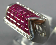 5.42CT DIAMOND & AAA RUBY 18KT WHITE GOLD 3D ROUND & PRINCESS PYRAMID MENS RING