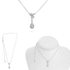 .40CT DIAMOND 14KT WHITE GOLD 3D ROUND PAVE MULTI LEAF TEAR DROP LARIAT NECKLACE