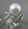 ANTIQUE 1.10CT DIAMOND 10MM SOUTH SEA PEARL 14KT WHITE GOLD COCKTAIL RING #22918