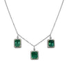 LARGE 12.58CT DIAMOND & AAA EMERALD 18K 2 TONE GOLD 3 STONE BY THE YARD NECKLACE