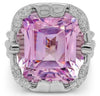 LARGE 41.89CT DIAMOND & AAA KUNZITE 18KT WHITE GOLD CUSHION & ROUND SQUARE RING