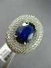 ESTATE LARGE 6.95CT DIAMOND & AAA SAPPHIRE 14KT WHITE GOLD OVAL ENGAGEMENT RING
