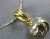 ESTATE .25CT DIAMOND 14KT TWO TONE GOLD 3D SWIRL BALL FUN FLOATING PENDANT #1409