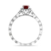 ESTATE .71CT DIAMOND &AAA RUBY 14K WHITE GOLD OVAL HALO ETERNITY ENGAGEMENT RING