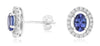 1.24CT DIAMOND & AAA TANZANITE 14K WHITE GOLD 3D OVAL & ROUND HALO STUD EARRINGS