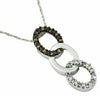 ESTATE .11CT WHITE & MOCHA DIAMOND 14KT WHITE GOLD 3D OVAL LOVE KNOT FUN PENDANT