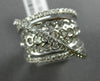 ESTATE LARGE 1.12CT DIAMOND 18KT WHITE GOLD MULTI ROW CRISS CROSS OPEN FUN RING