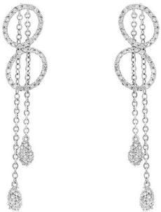 ESTATE .76CT DIAMOND 14KT WHITE GOLD 3D INFINITY TEAR DROP LOVE HANGING EARRINGS