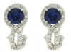 1.44CT DIAMOND & AAA SAPPHIRE 14K WHITE GOLD ROUND HALO CLIP ON HANGING EARRINGS