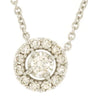 ESTATE .40CT DIAMOND 14KT YELLOW GOLD 3D ROUND CLASSIC HALO FLOWER LOVE NECKLACE