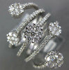 EXTRA LARGE 1.47CT DIAMOND 18K WHITE GOLD MULTI ROW CRISS CROSS FLOWER LOVE RING