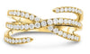 WIDE .48CT DIAMOND 14KT YELLOW GOLD 3D MULTI ROW CRISS CROSS INFINITY LOVE RING
