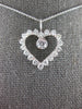 1.38CT DIAMOND 14KT WHITE GOLD SOLITAIRE OPEN HEART LOVE FLOATING PENDANT #27290