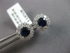LARGE 1.66CT DIAMOND & AAA SAPPHIRE 14KT WHITE GOLD ROUND FLOWER STUD EARRINGS