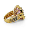 LARGE 50.58CT DIAMOND & AAA KUNZITE 18KT YELLOW GOLD CUSHION & ROUND SQUARE RING