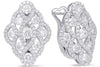 LARGE 2CT DIAMOND 14KT WHITE GOLD INFINITY FLOWER HEART CLIP ON HANGING EARRINGS