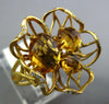 ESTATE LARGE 3.30CT DIAMOND & AAA CITRINE 14KT YELLOW GOLD FLOWER ROSE FUN RING