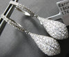 LARGE 1.39CT DIAMOND 18KT WHITE GOLD 3D ROUND CLUSTER TEAR DROP HANGING EARRINGS
