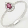 ESTATE .31CT DIAMOND & AAA RUBY 14KT WHITE GOLD 3D CLASSIC PEAR SHAPE LOVE RING