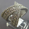LARGE 2.33CT DIAMOND 14K WHITE GOLD ROUND 3 ROW CRISS CROSS X INFINITY LOVE RING