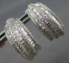LARGE 2.94CT DIAMOND 18K WHITE GOLD ROUND & BAGUETTE SEMI HOOP HANGING EARRINGS